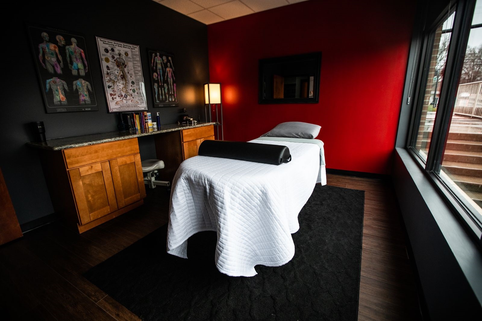 Professional massage therapy treatment room